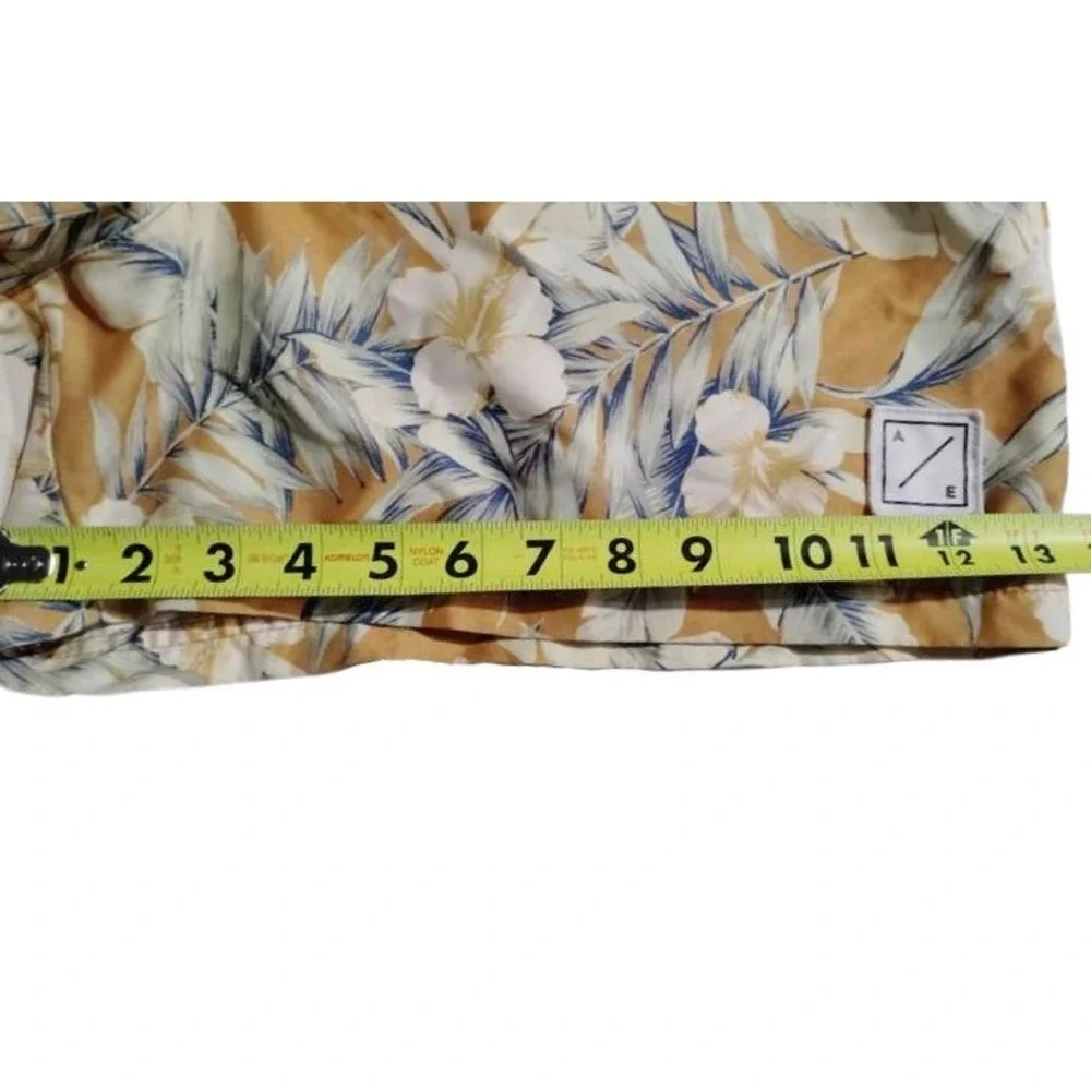 American Eagle Outfitters‎ Mens Swim Trunks Tropical Floral XL Blue Waistband